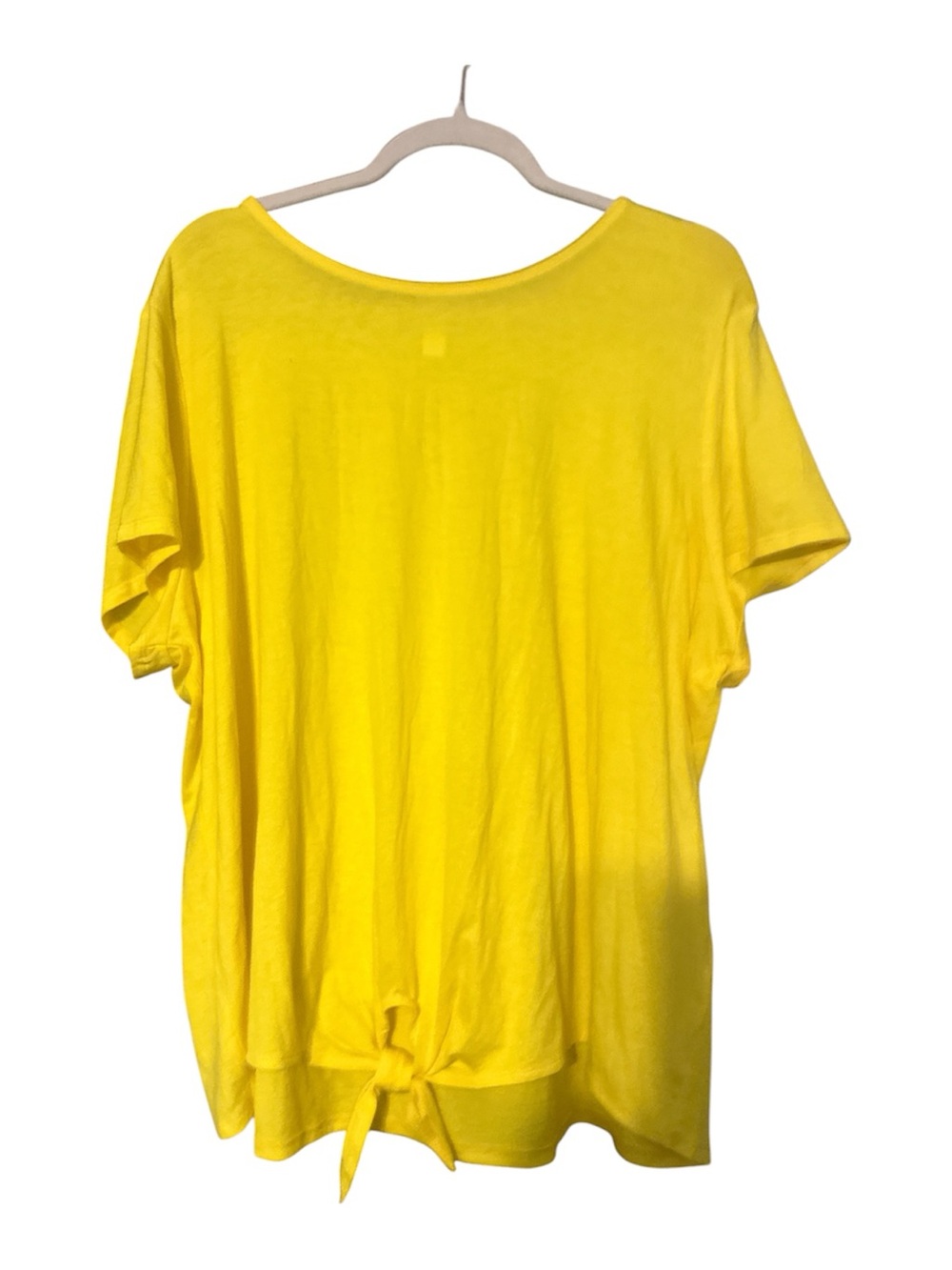 NWT Ideology Yellow Short-Sleeve Tie-front shirt 3x poly rayon spandex nice